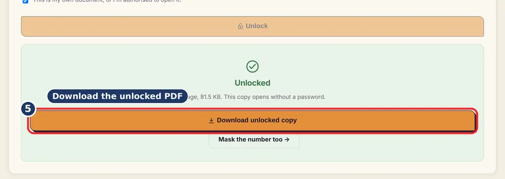 Step 5: Download the PDF (e-Aadhaar PDF password) - Open a Password-Protected e-Aadhaar PDF on LoveByPDF
