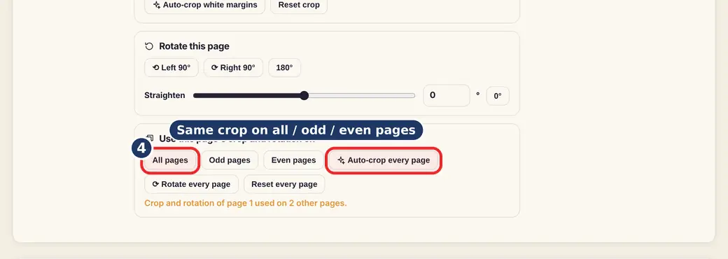 Step 4: Do the other pages (remove white margins from PDF) - Crop & Resize PDF on LoveByPDF