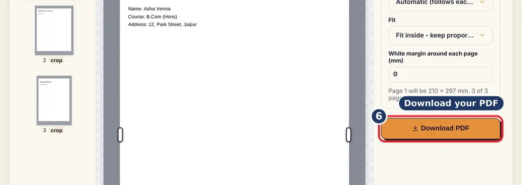 Step 6: Download (change PDF page size) - Crop & Resize PDF on LoveByPDF