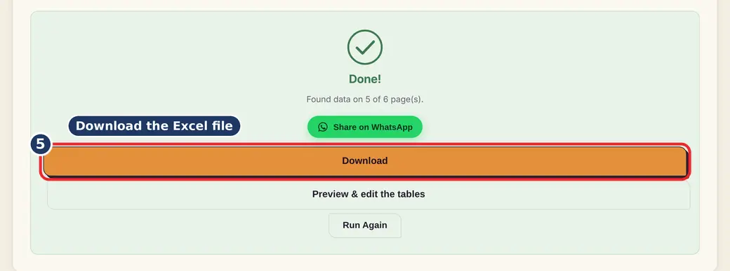 Step 5: Download your Excel file (PDF to Excel online) - PDF to Excel on LoveByPDF