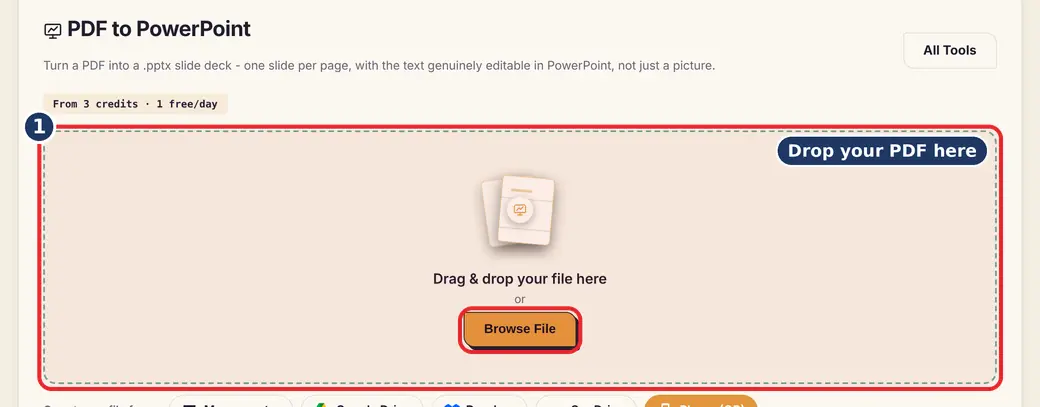 Step 1: Upload your PDF (PDF to PowerPoint online) - PDF to PowerPoint on LoveByPDF