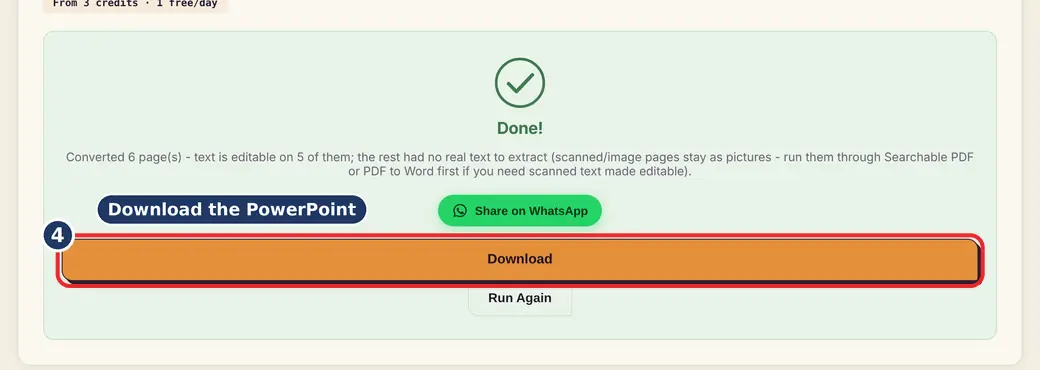 Step 4: Download the PowerPoint (turn PDF into slides) - PDF to PowerPoint on LoveByPDF