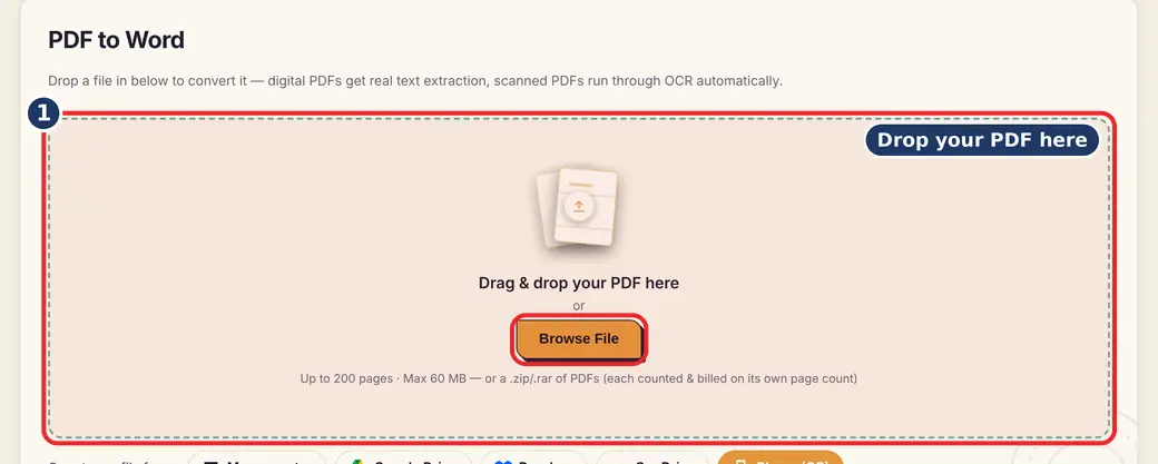 Step 1: Open the converter and add your PDF (PDF to Word online free) - PDF to Word on LoveByPDF
