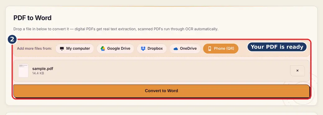 Step 2: Check your file (convert PDF to DOCX) - PDF to Word on LoveByPDF