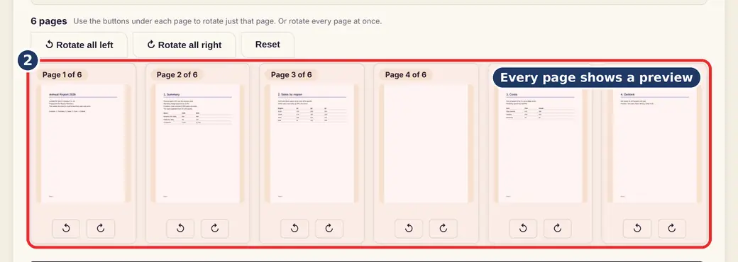 Step 2: See every page (rotate PDF pages) - Rotate PDF on LoveByPDF