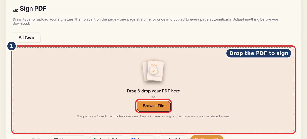 Step 1: Upload your PDF (sign PDF online) - Sign PDF on LoveByPDF
