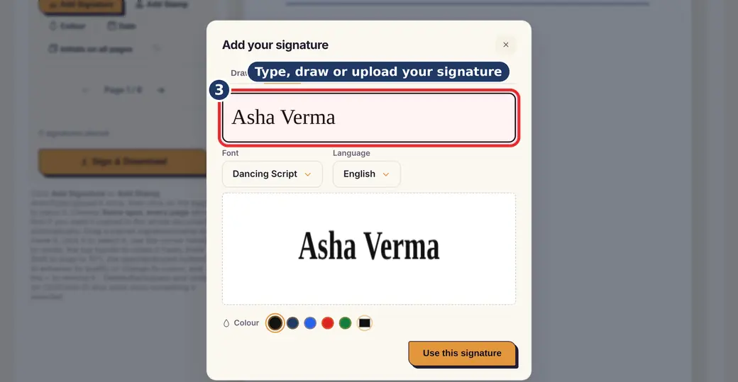 Step 3: Create your signature (e-sign PDF) - Sign PDF on LoveByPDF