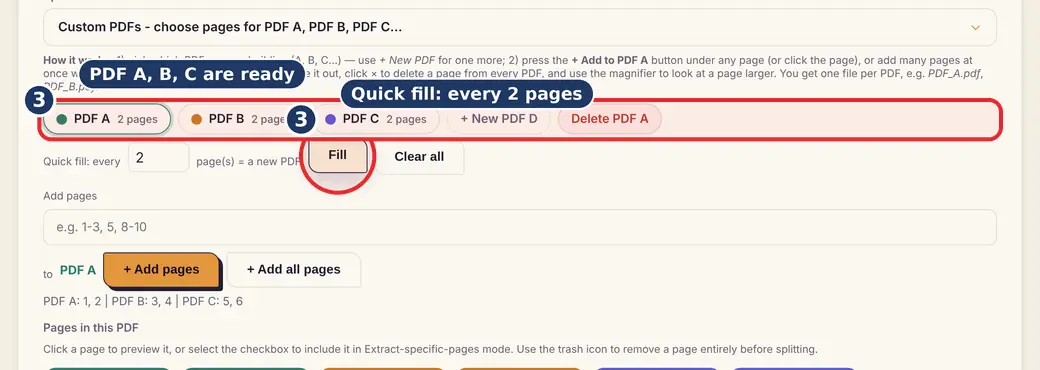 Step 3: Build your new PDFs (separate PDF pages) - Split PDF on LoveByPDF